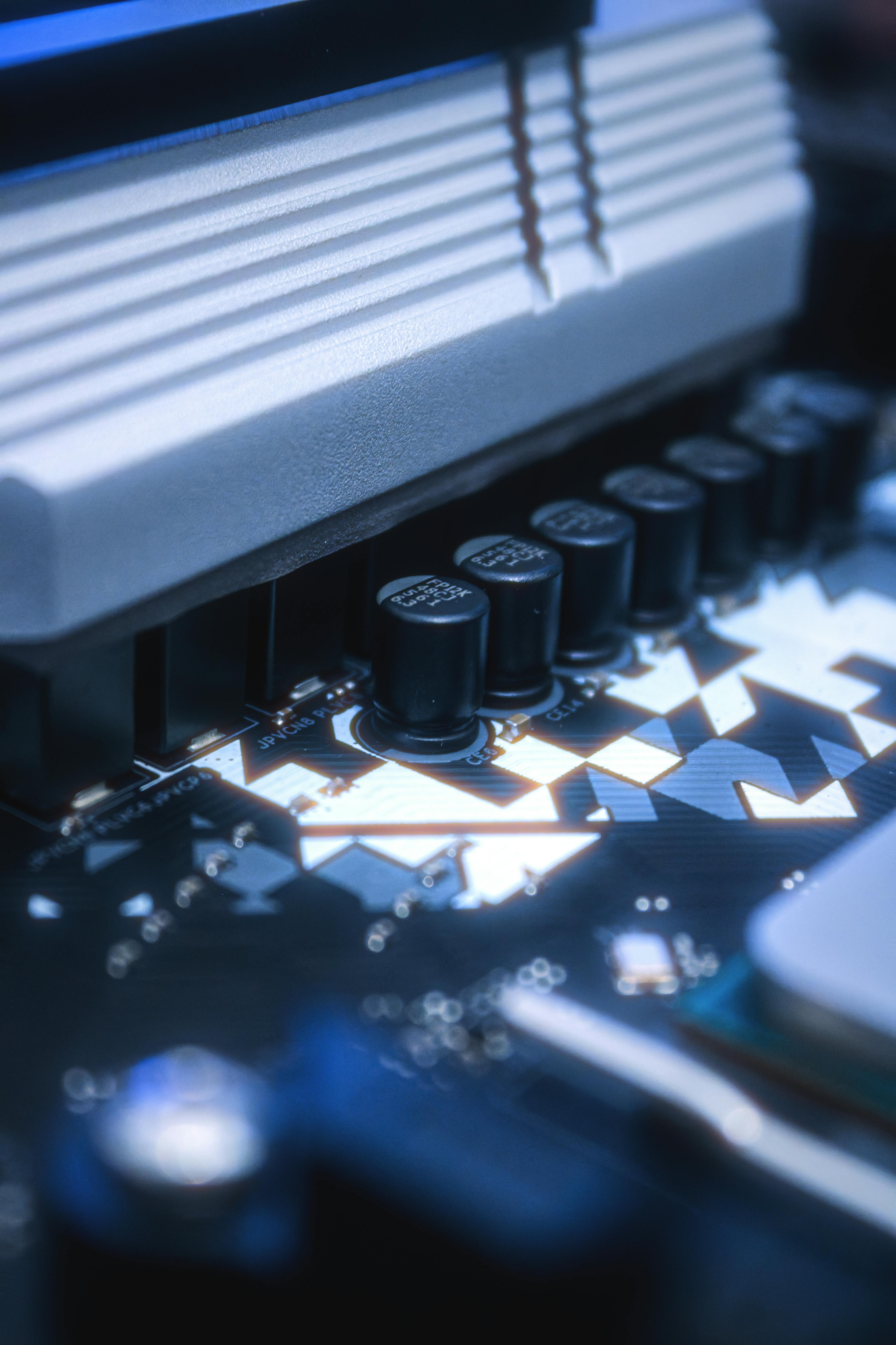 Close-up of an electronic circuit board (technology background)